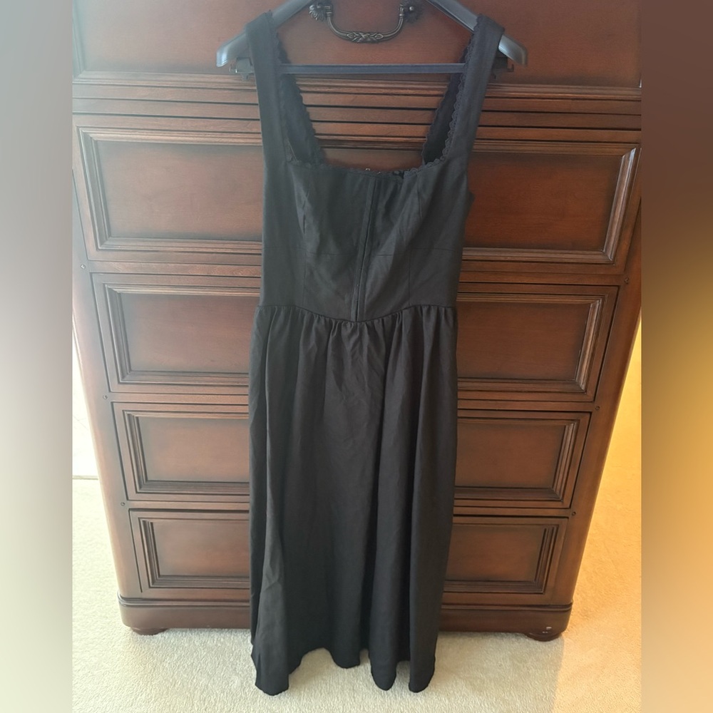 Reformation Black Sleeveless Scoop Neck Sundress